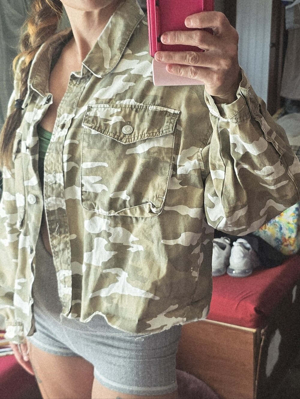 Kensie Olive Tan Camouflage Utility Jacket